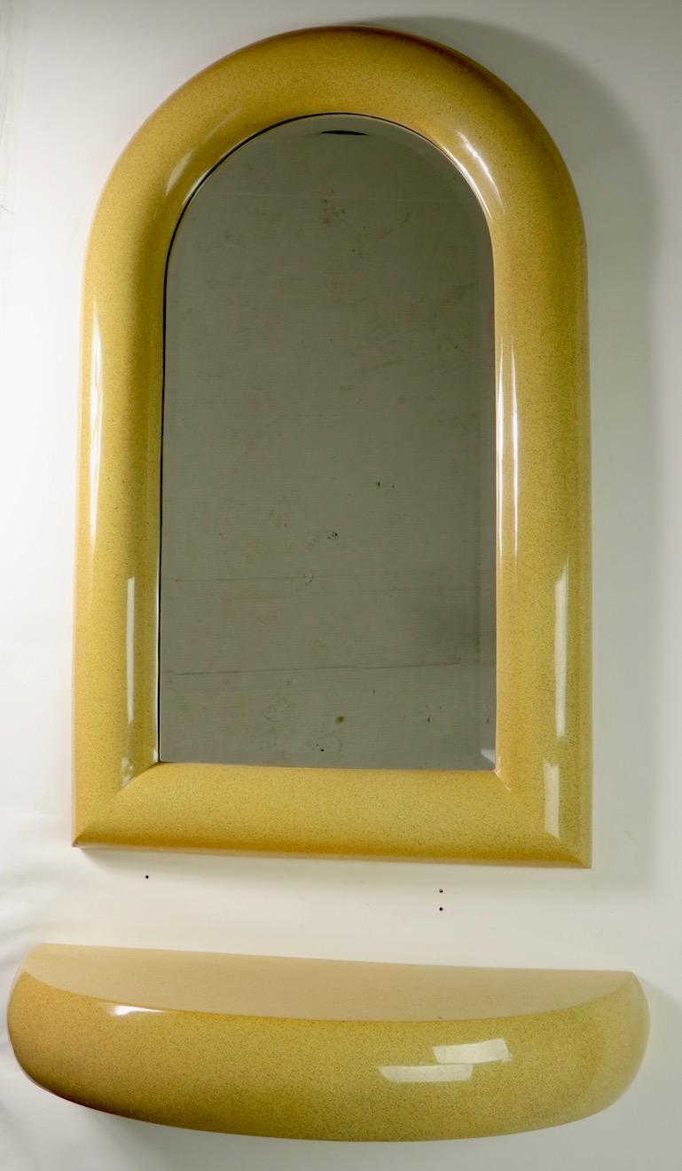 Hollywood Regency Wall Hanging Mirror with Console Shelf after Springer