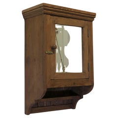 Wall Hanging Mirrored Pine Cloakroom or Bathroom Cupboard   