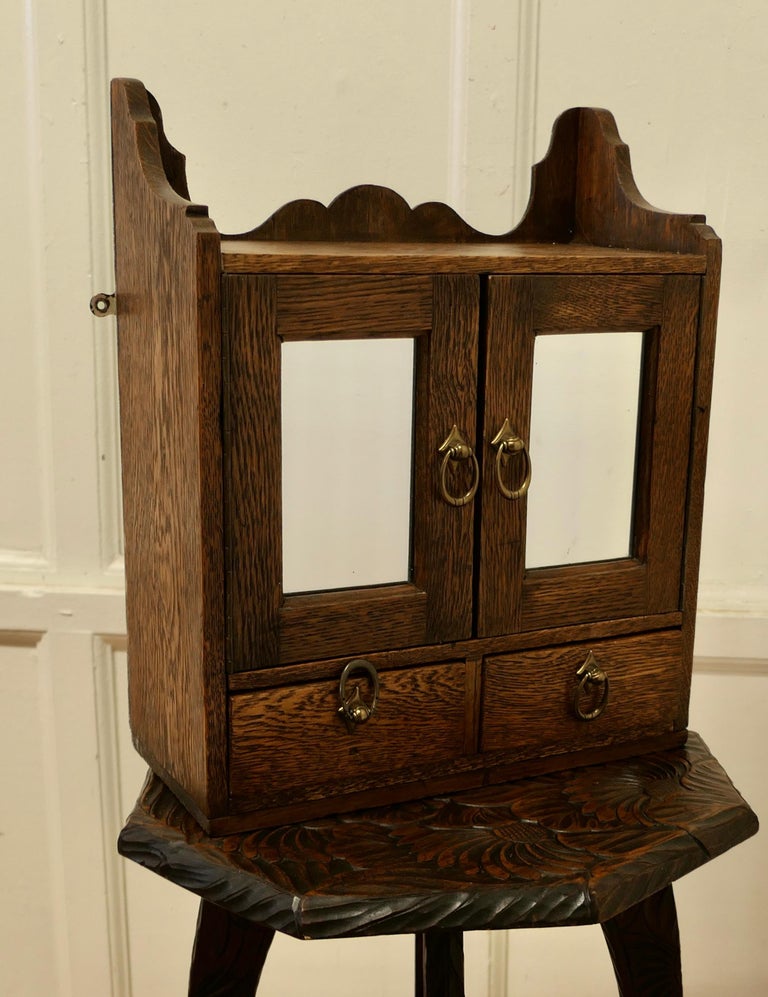 Wall Hanging Oak Cloakroom or Bathroom Cupboard For Sale at 1stDibs