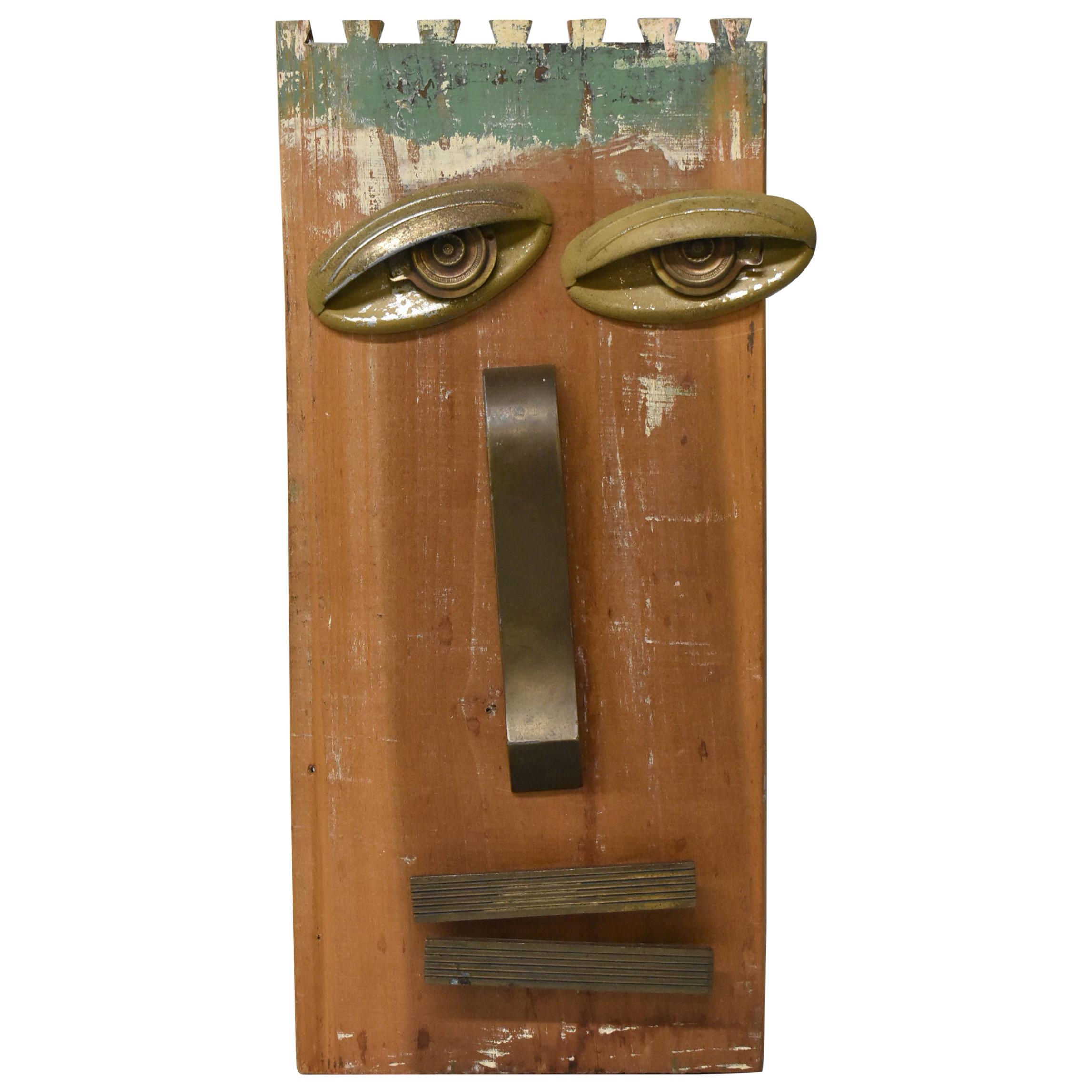 Wall Hanging Plaque Found Pieces Cubist Face "Ode To A Cubist"