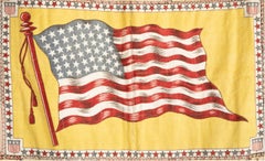 Wall Hanging / Quilt Composed of Cigar Box Painted Felt Flags