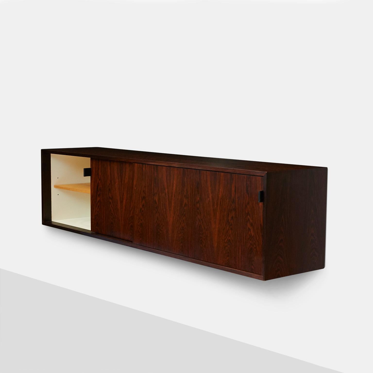 Mid-Century Modern Rare Wall Hanging Rosewood Credenza by Florence Knoll