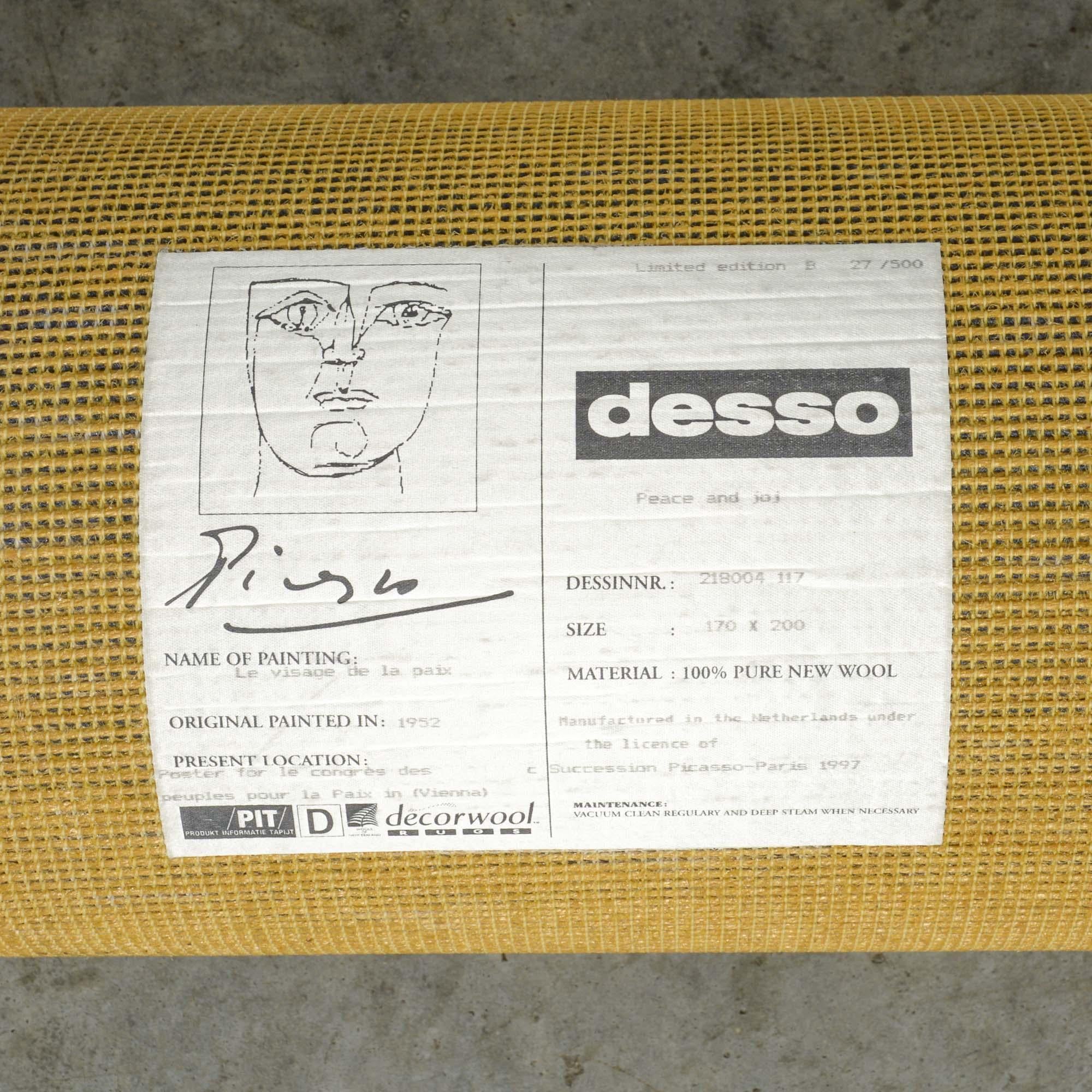 Wall Hanging Tapestry 'Le Visage de la Paix' by Pablo Picasso In Good Condition In Vlimmeren, BE