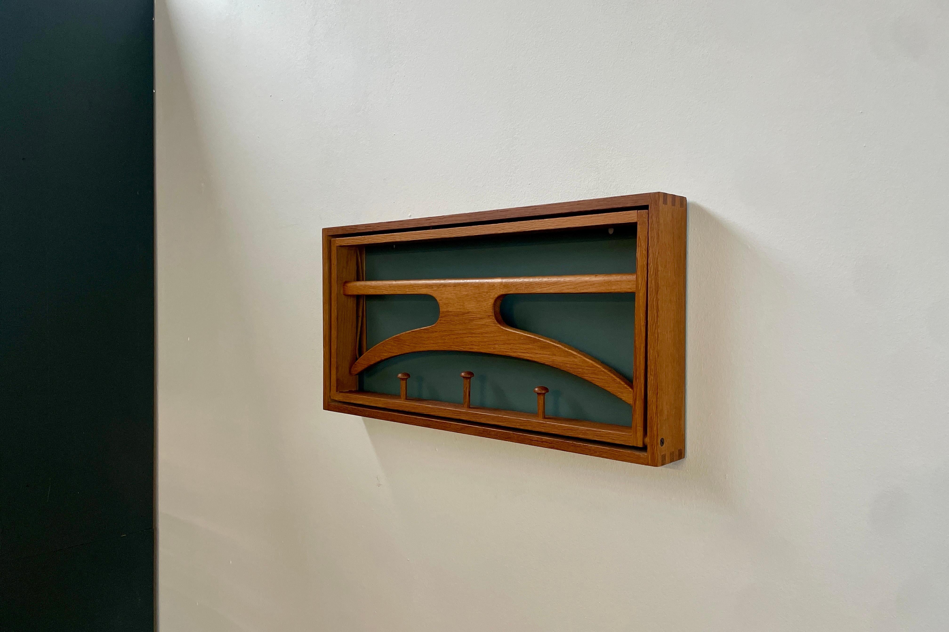 Mid-20th Century Wall hanging valet by Adam Hoff and Poul Østergaard for VIRUM Møbelsnedkeri, DK