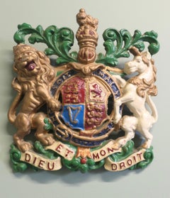 Wall Hanging Victorian Cast Iron Royal Coat of Arms Shield Plaque