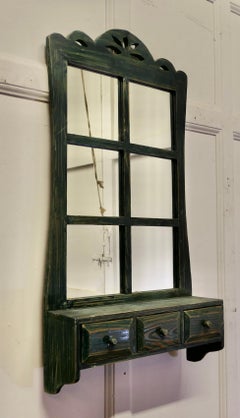 Wall Hanging Window Mirror with Drawers, Cloakroom or Bathroom