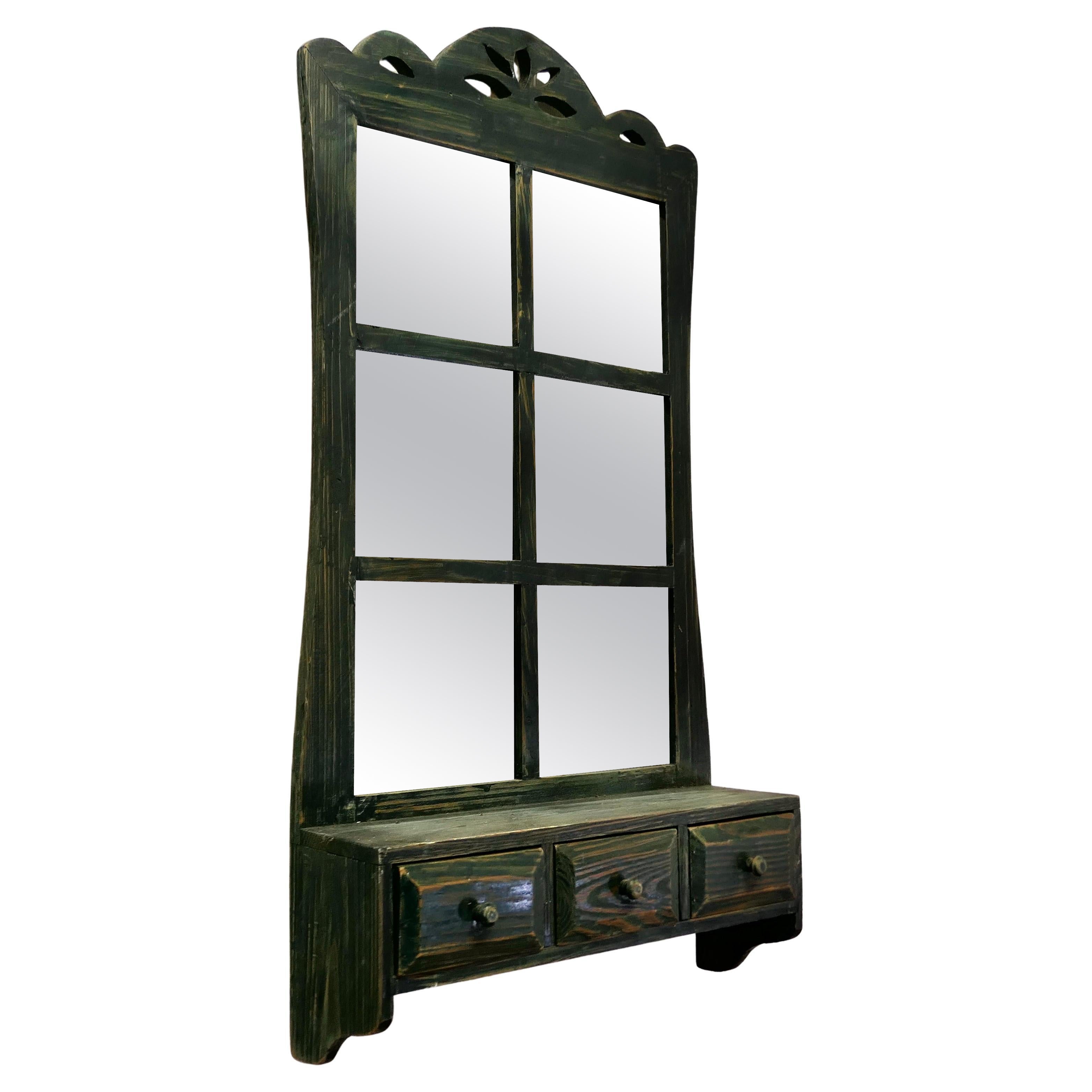 Wall Hanging Window Mirror with Drawers, Cloakroom or Bathroom im Angebot