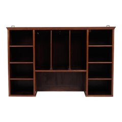 Wall-Hung Bookcase With Shelf Sections In Hand Polished Mahogany From 1890s