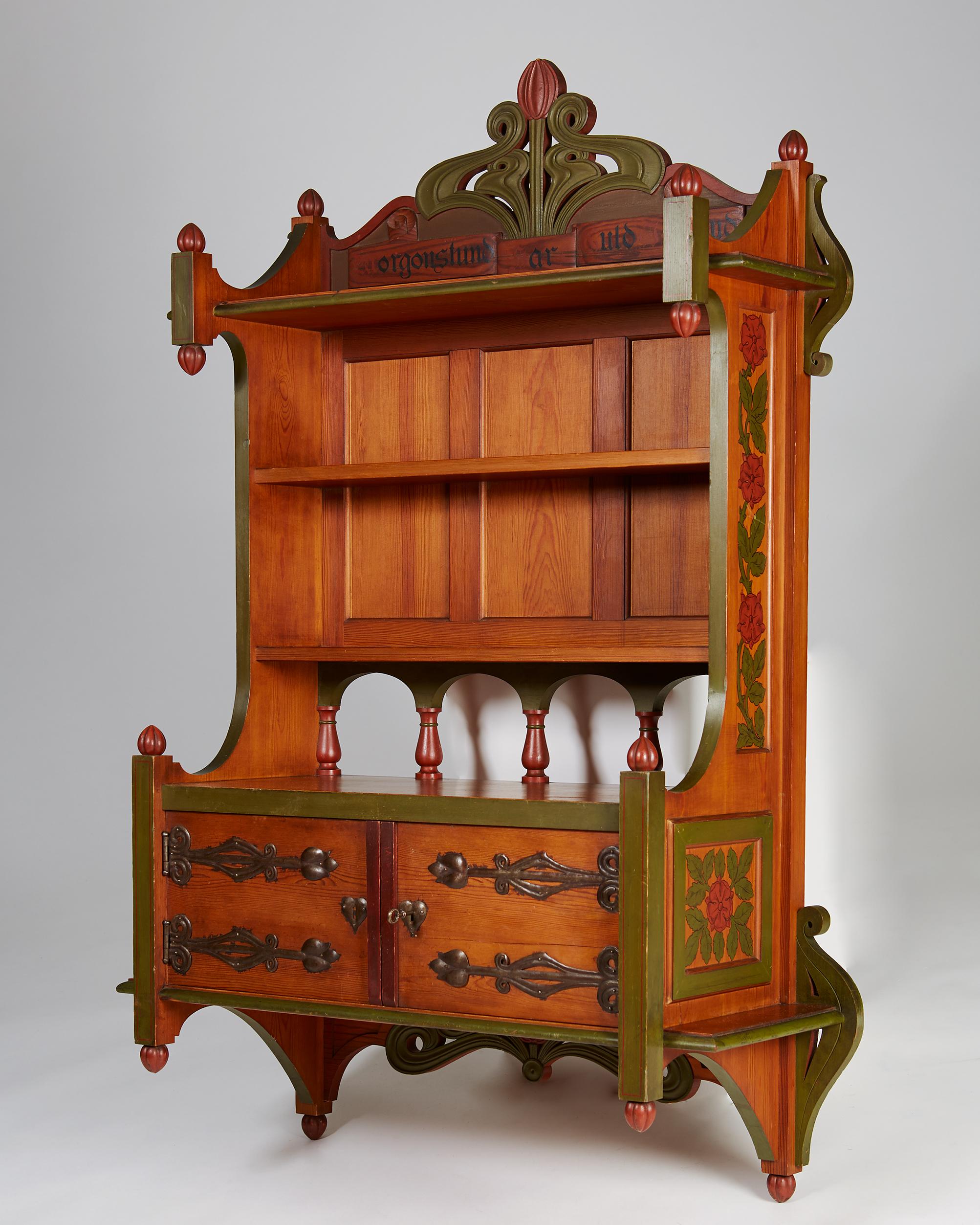 Swedish Wall Hung Cabinet, Anonymous, for A. Lagerberg, Sweden, 1897 For Sale