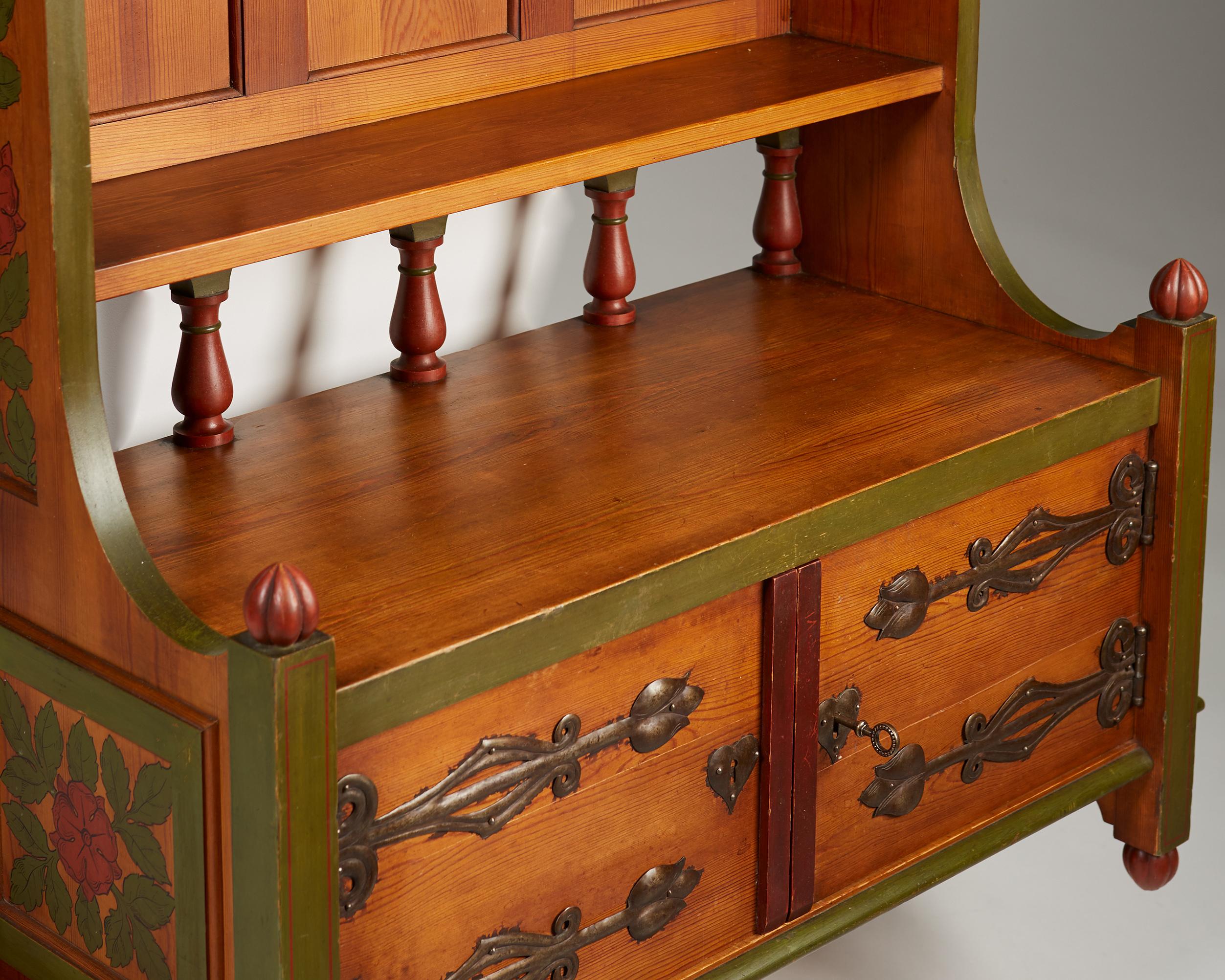 1897 Swedish Folk Art Wall Cabinet – Designed for A. Lagerberg In Excellent Condition For Sale In Stockholm, SE