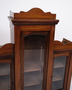 Wall-Hung Display Cabinet In Hand Polished Mahogany From 1890s