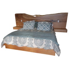 Wall Hung Headboard with Attached Nightstands