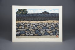 Wall in Hagi, traditional contemporary Japanese woodblock print