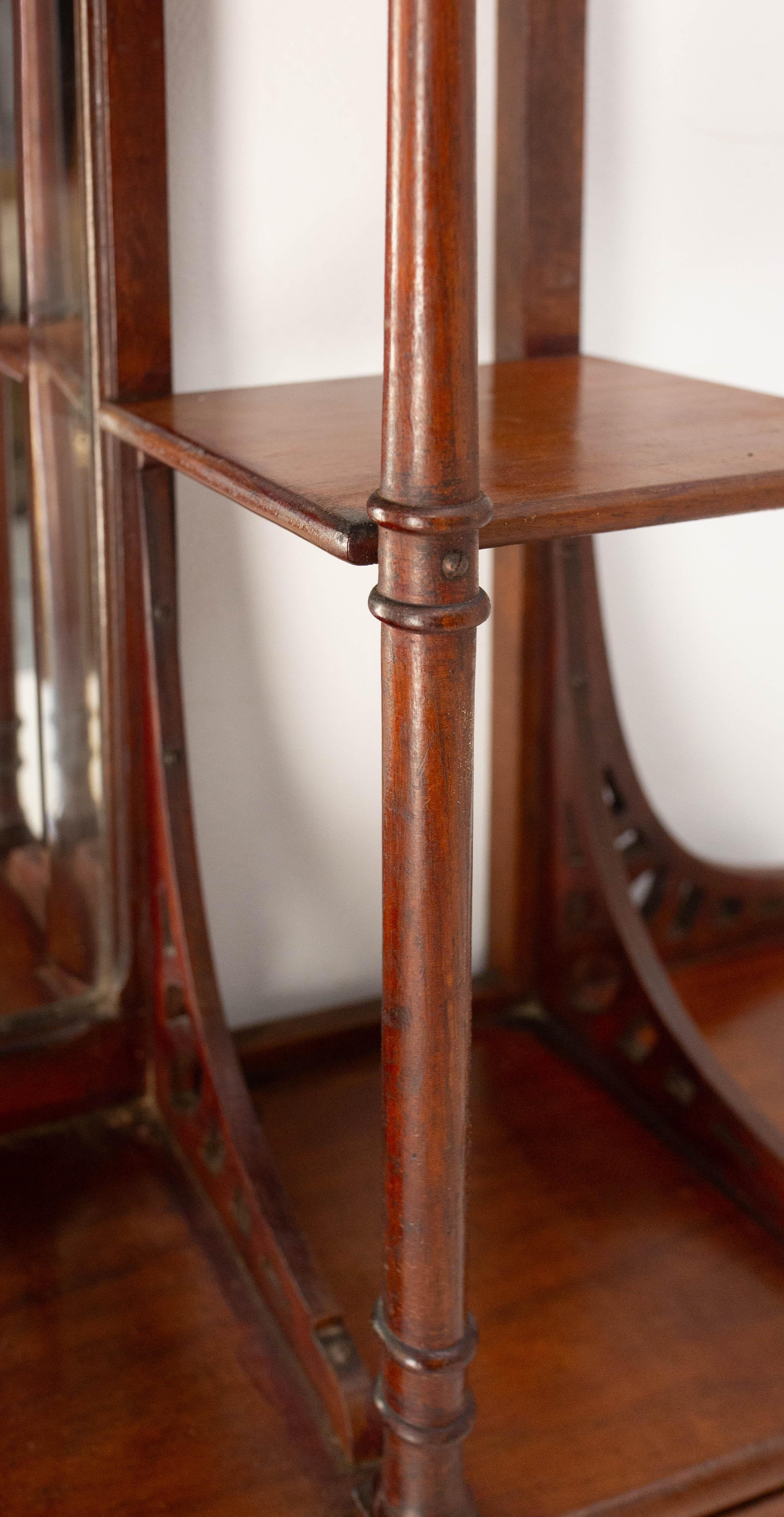 Mensole a muro in Wood Iroko con specchio smussato e intarsio Art Nouveau Fine Ottocento in vendita 9