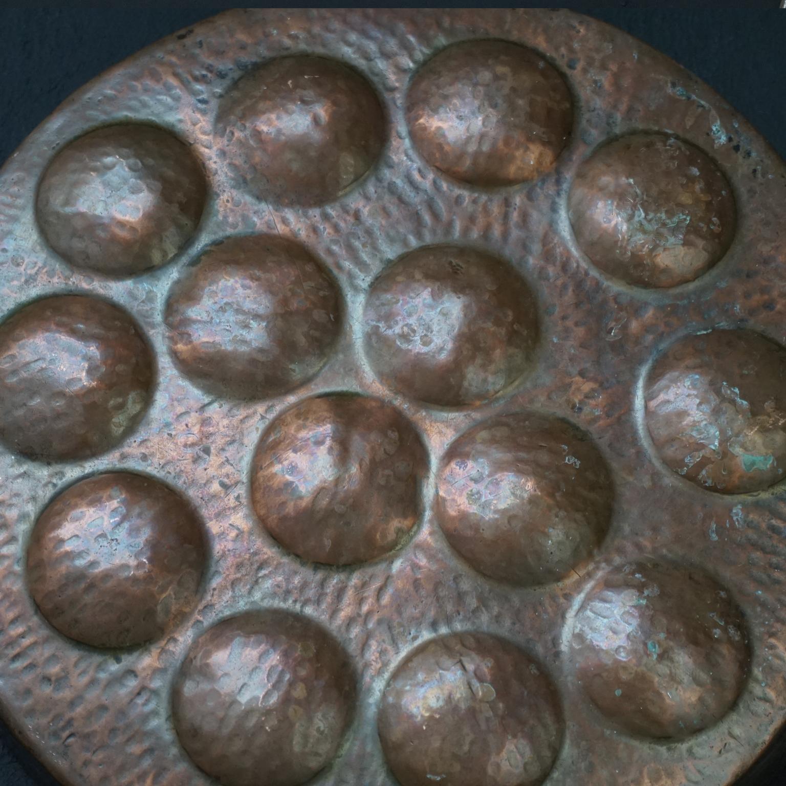 Wall Kitchen Collection of Eight 19th Century French Copper Egg Poacher Pans 6