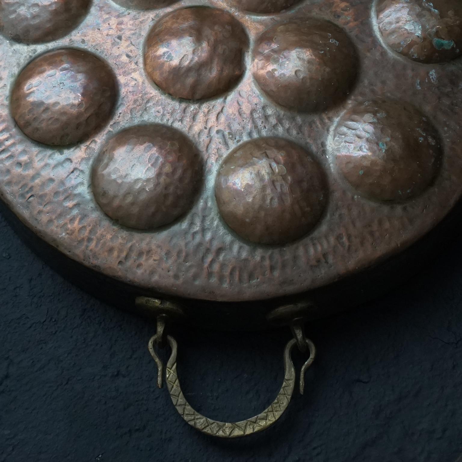 Wall Kitchen Collection of Eight 19th Century French Copper Egg Poacher Pans 7