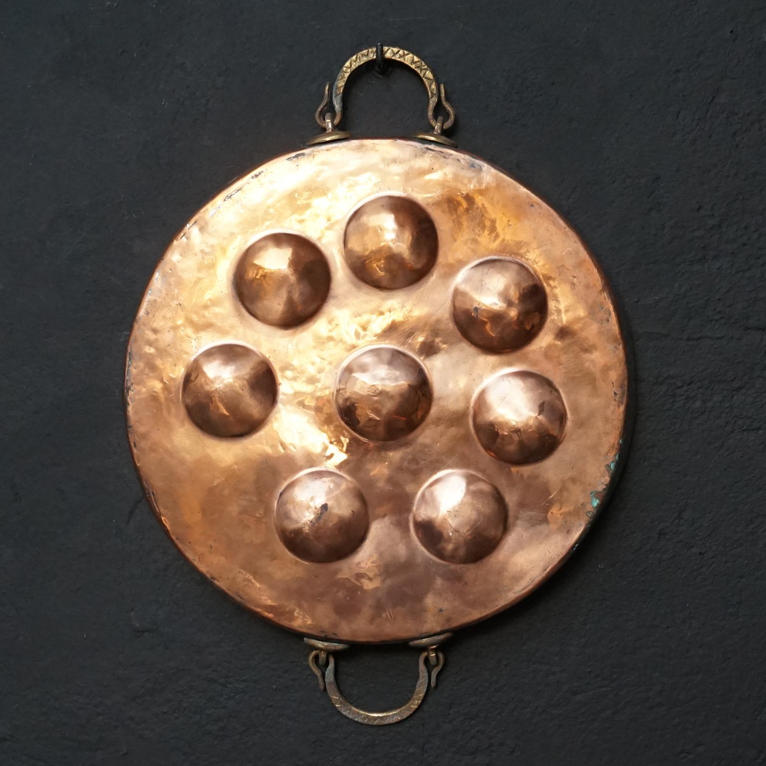 Wall Kitchen Collection of Eight 19th Century French Copper Egg Poacher Pans 13