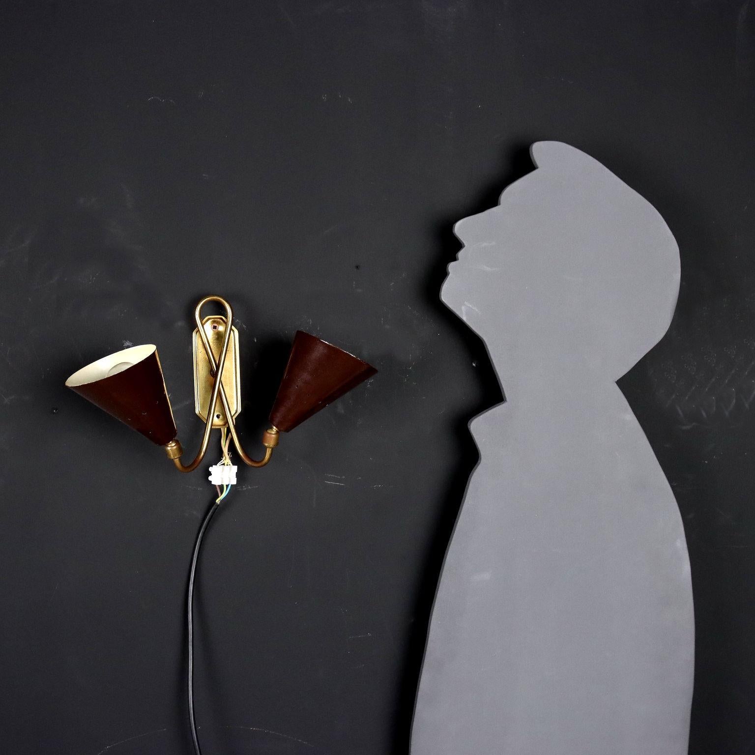 Mid-Century Modern Wall Lamp Aluminium Brass, Italy, 1950s