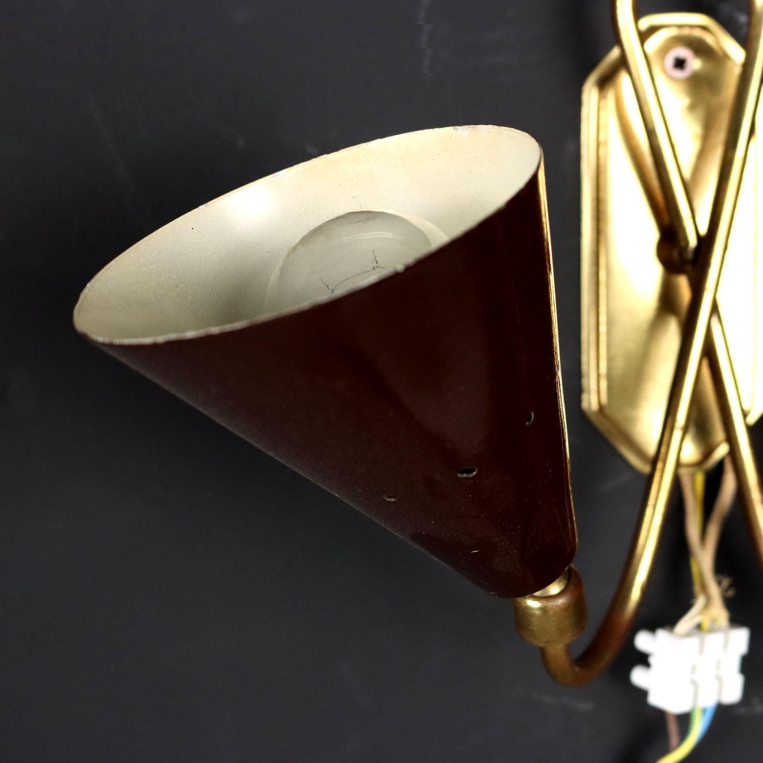 Mid-20th Century Wall Lamp Aluminium Brass, Italy, 1950s