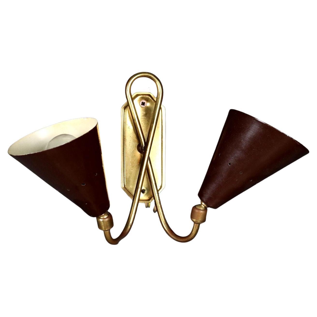 Wall Lamp Aluminium Brass, Italy, 1950s