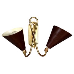 Wall Lamp Aluminium Brass, Italy, 1950s