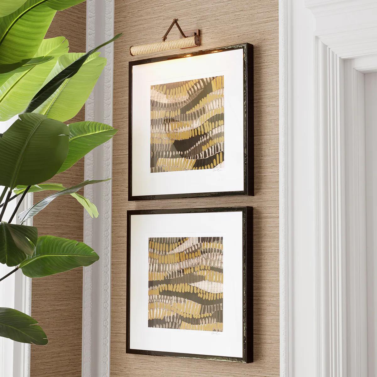 Lámpara de pared - Acabado en latón y ratán natural Moderno en venta