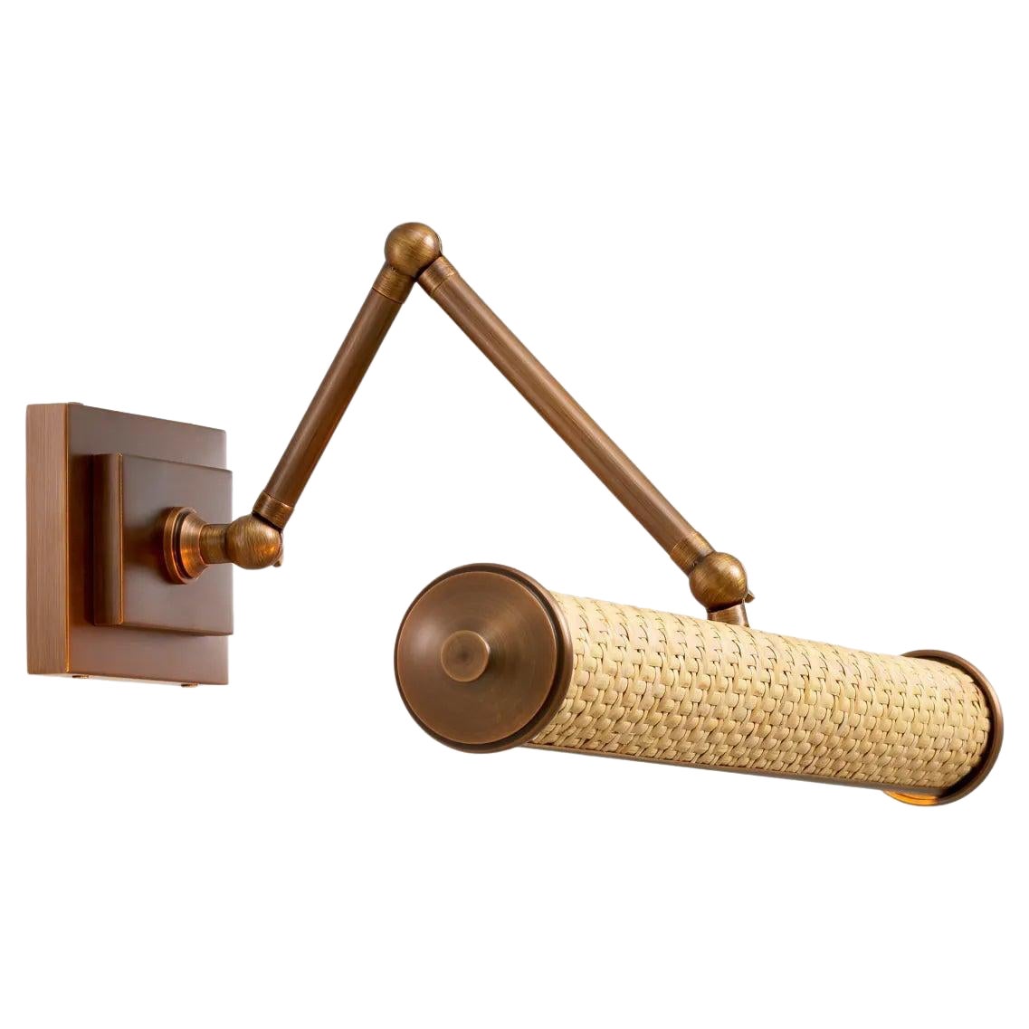 Lampada da parete - Finitura in ottone e rattan naturale