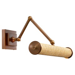 Lampada da parete - Finitura in ottone e rattan naturale