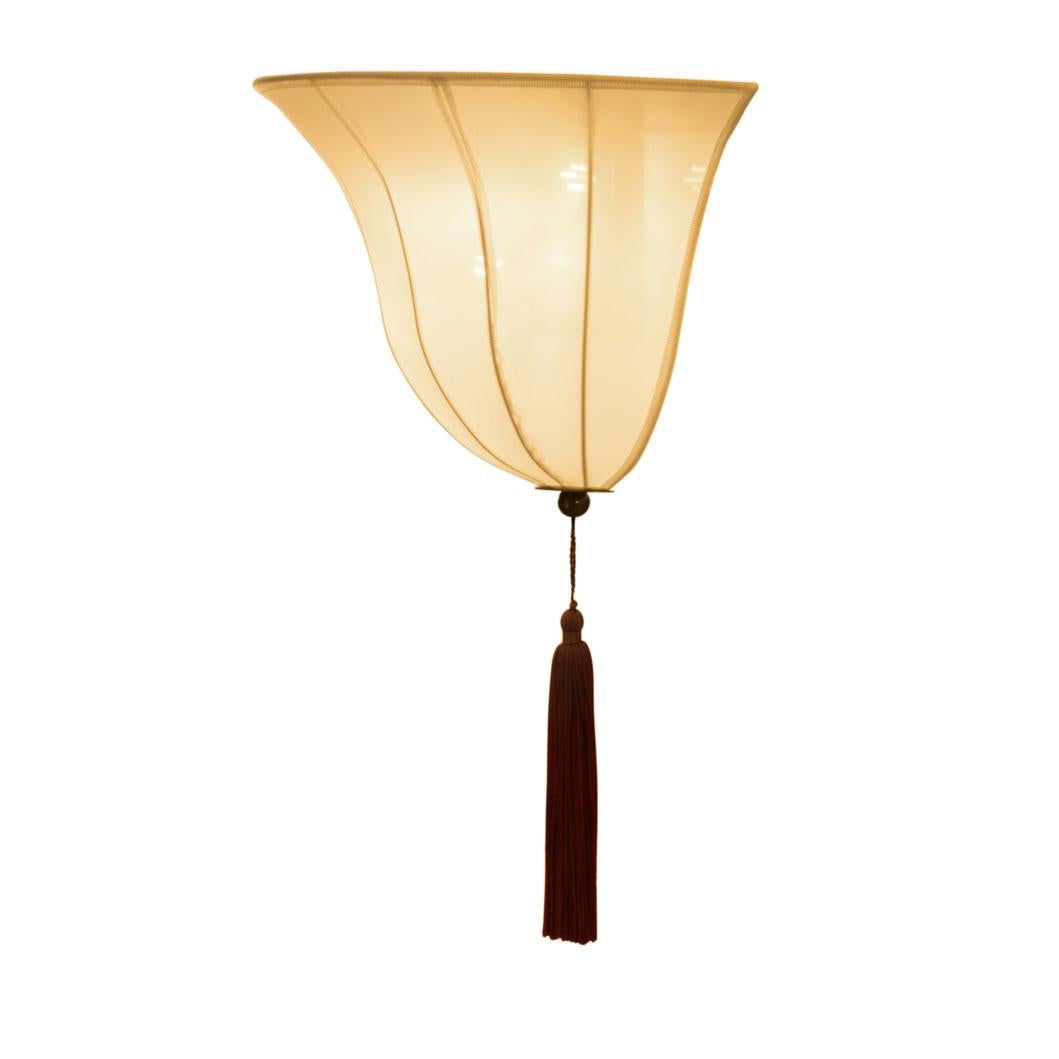 Austrian Wall-Lamp Brass/Silk of the Showroom  Wiener Werkstätte Wall Light Jugendstil For Sale