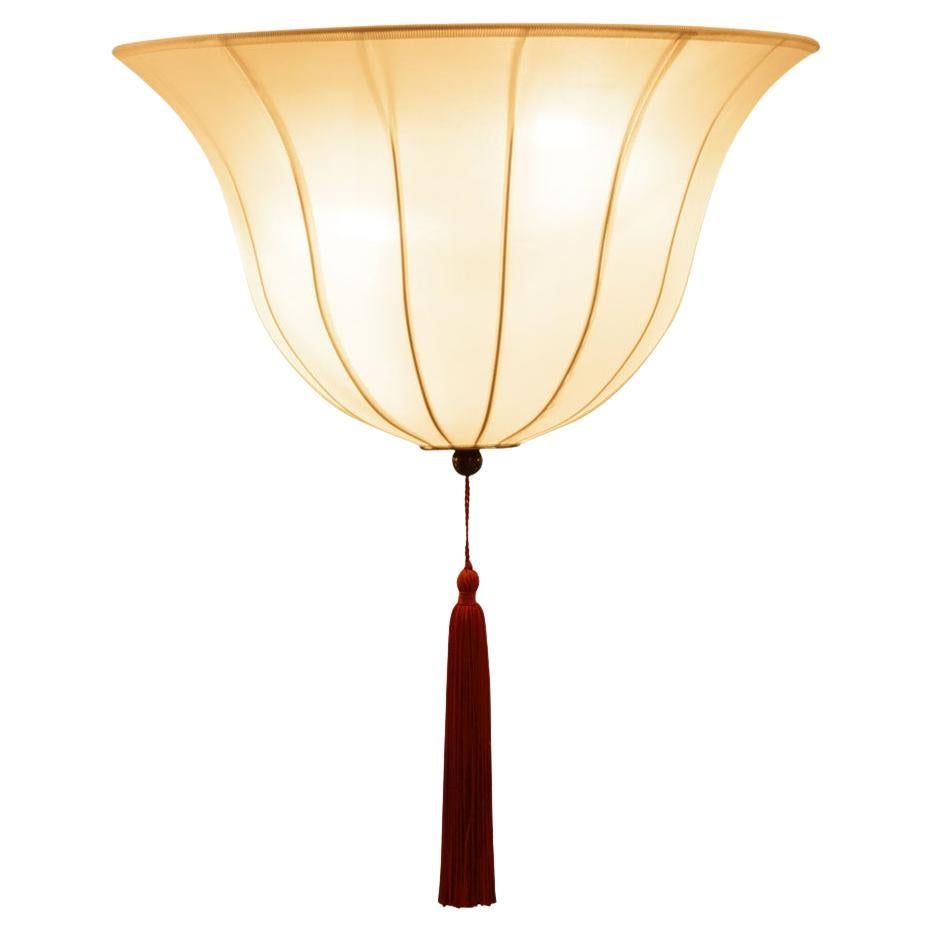 Wall-Lamp Brass/Silk of the Showroom  Wiener Werkstätte Wall Light Jugendstil For Sale