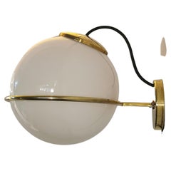 Wall Light Sconce Wall Lamp Brass White Glass Mid-Century Italian Design 1960s