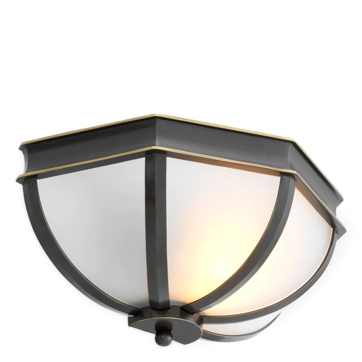 Francese Lampada da parete - Finitura bronzo e vetro bianco in vendita