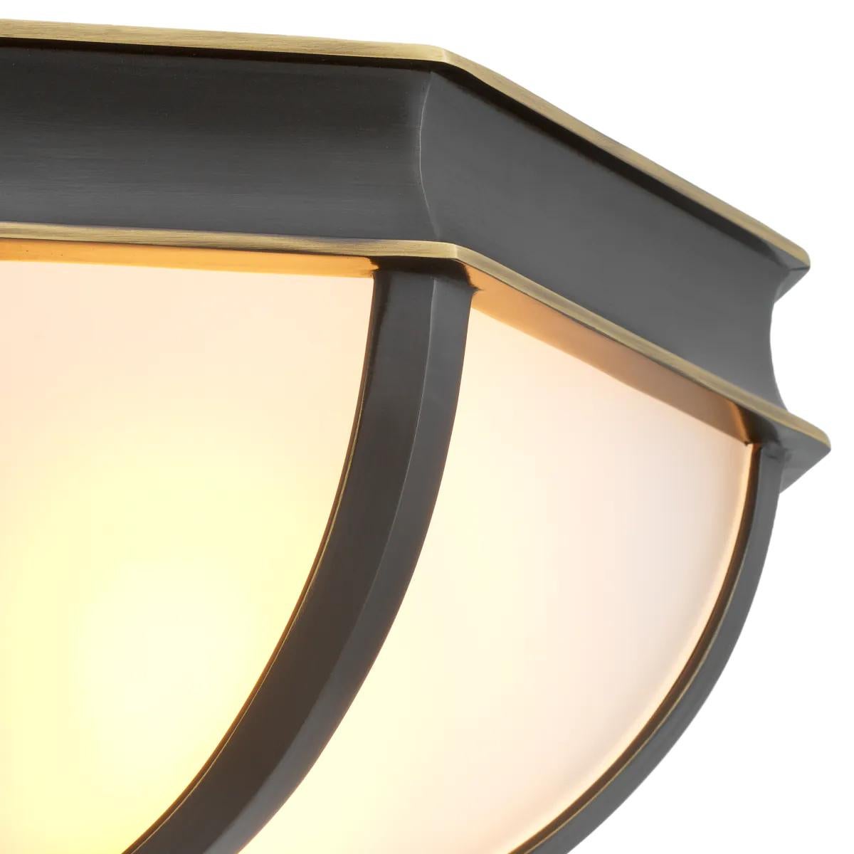 Bronzo Lampada da parete - Finitura bronzo e vetro bianco in vendita