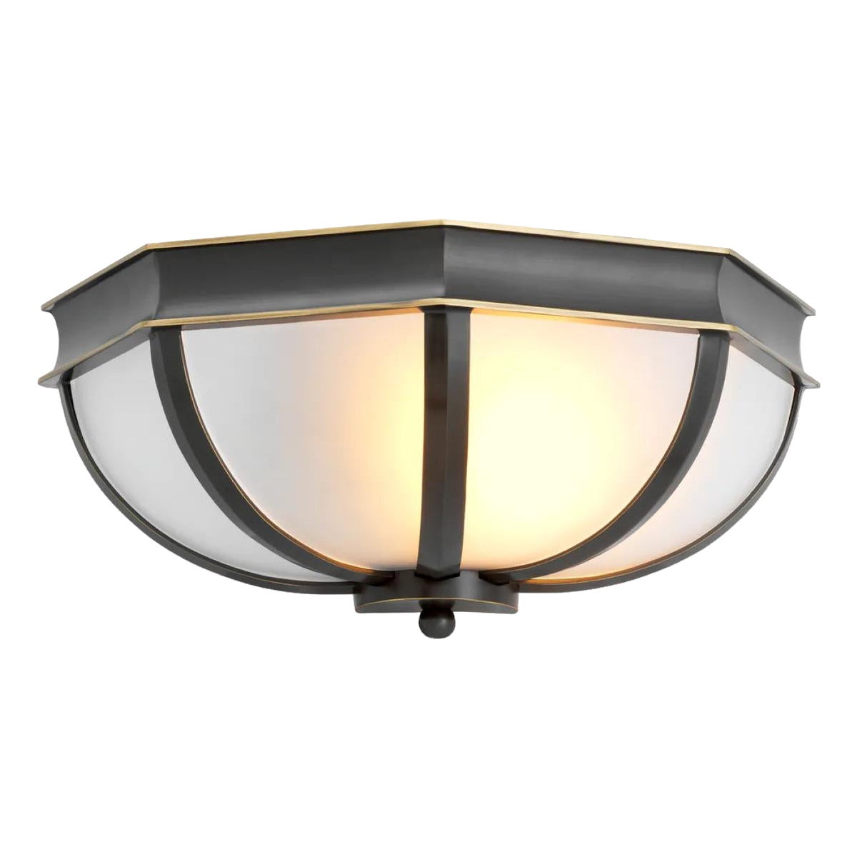 Lampada da parete - Finitura bronzo e vetro bianco