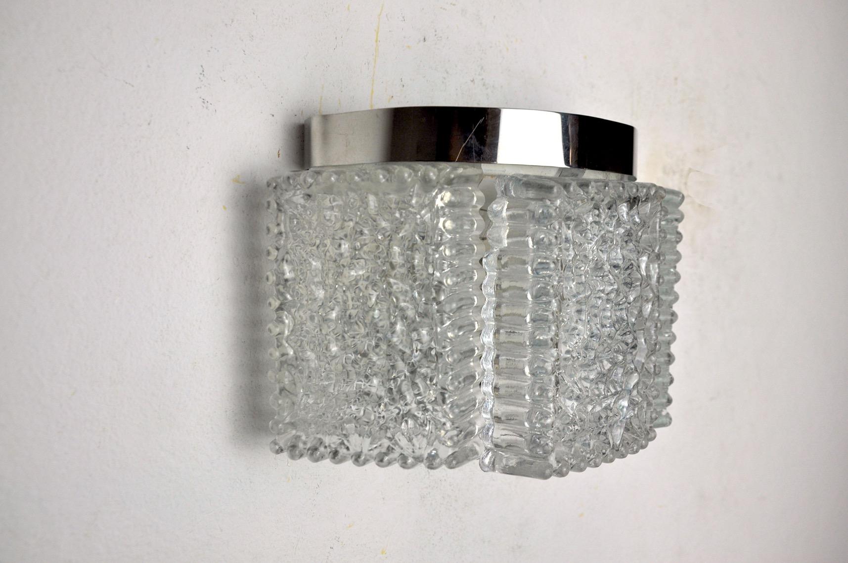 Wall Lamp by Kaiser Leuchten in Frosted Glass Germany, 1960 In Good Condition For Sale In BARCELONA, ES
