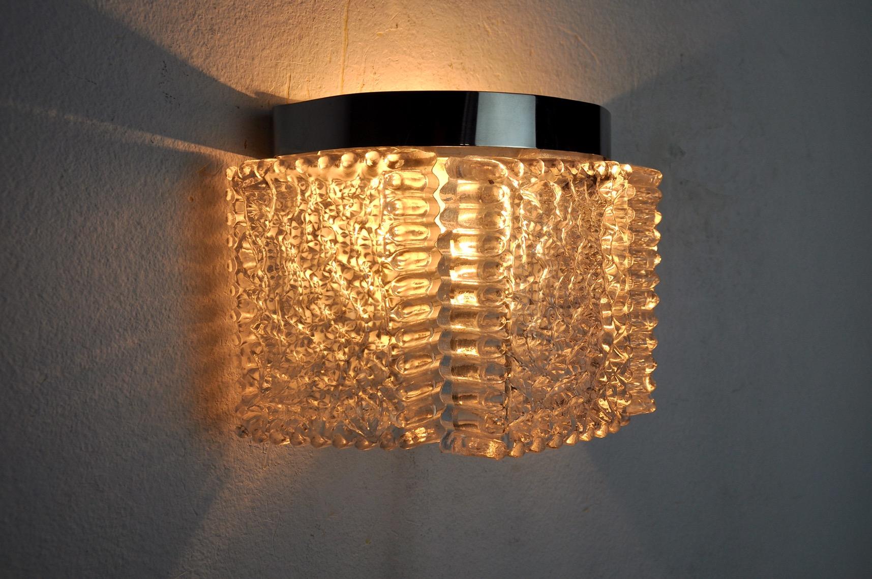 Wall Lamp by Kaiser Leuchten in Frosted Glass Germany, 1960 For Sale 2