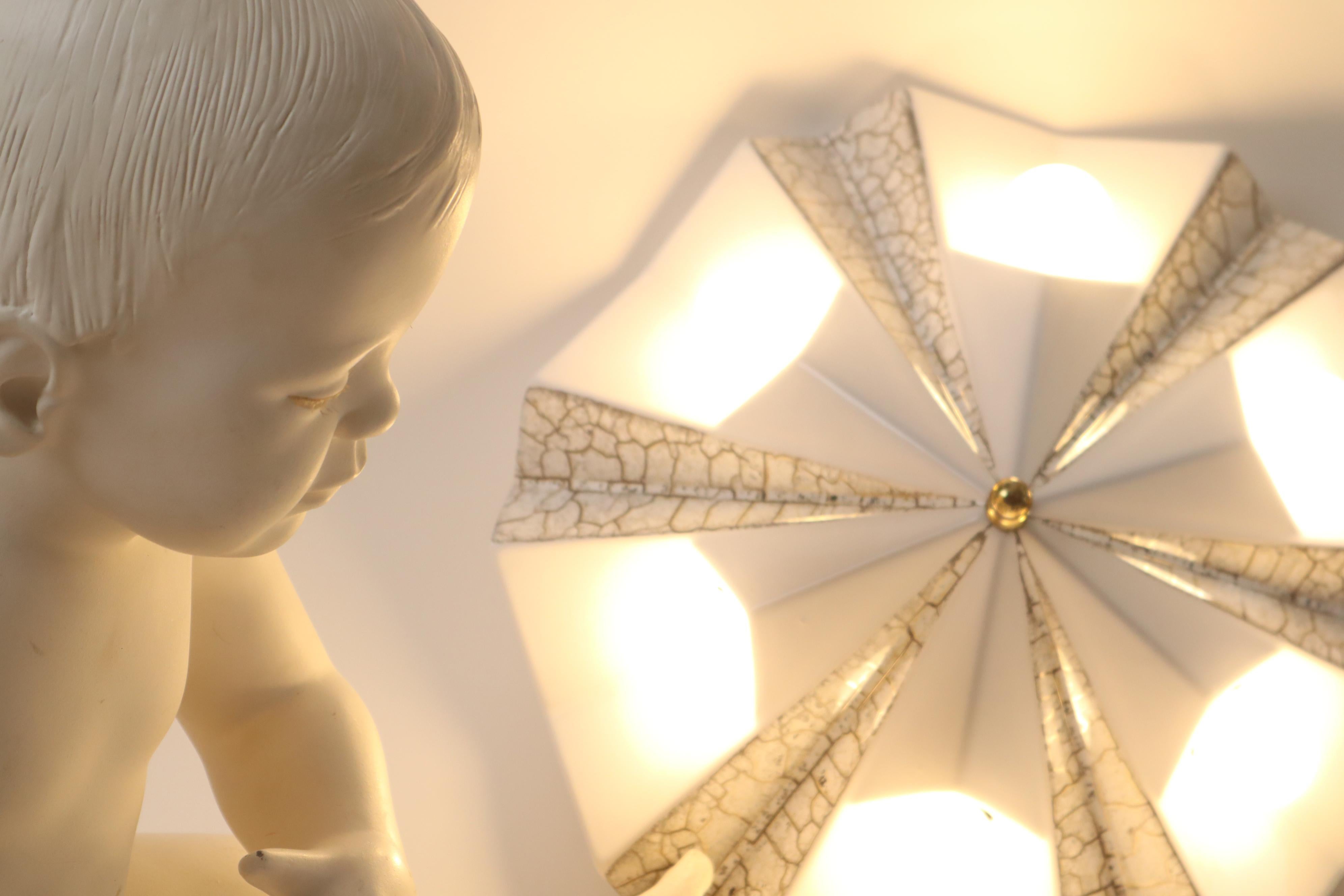 Wall lamp by Pan ceramic in the shape of a white golden star, Germany 1970s For Sale 8