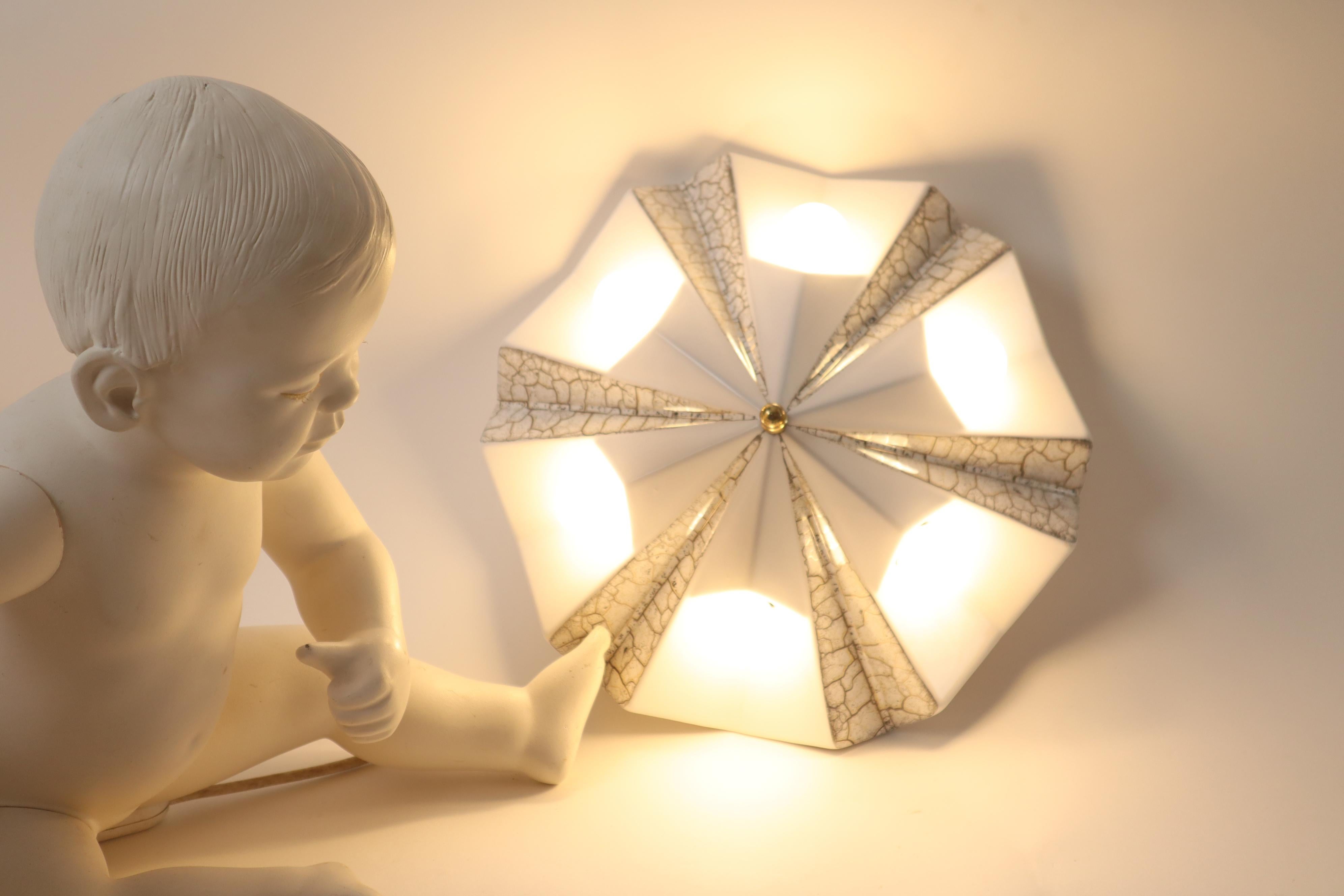 Wall lamp by Pan ceramic in the shape of a white golden star, Germany 1970s For Sale 9