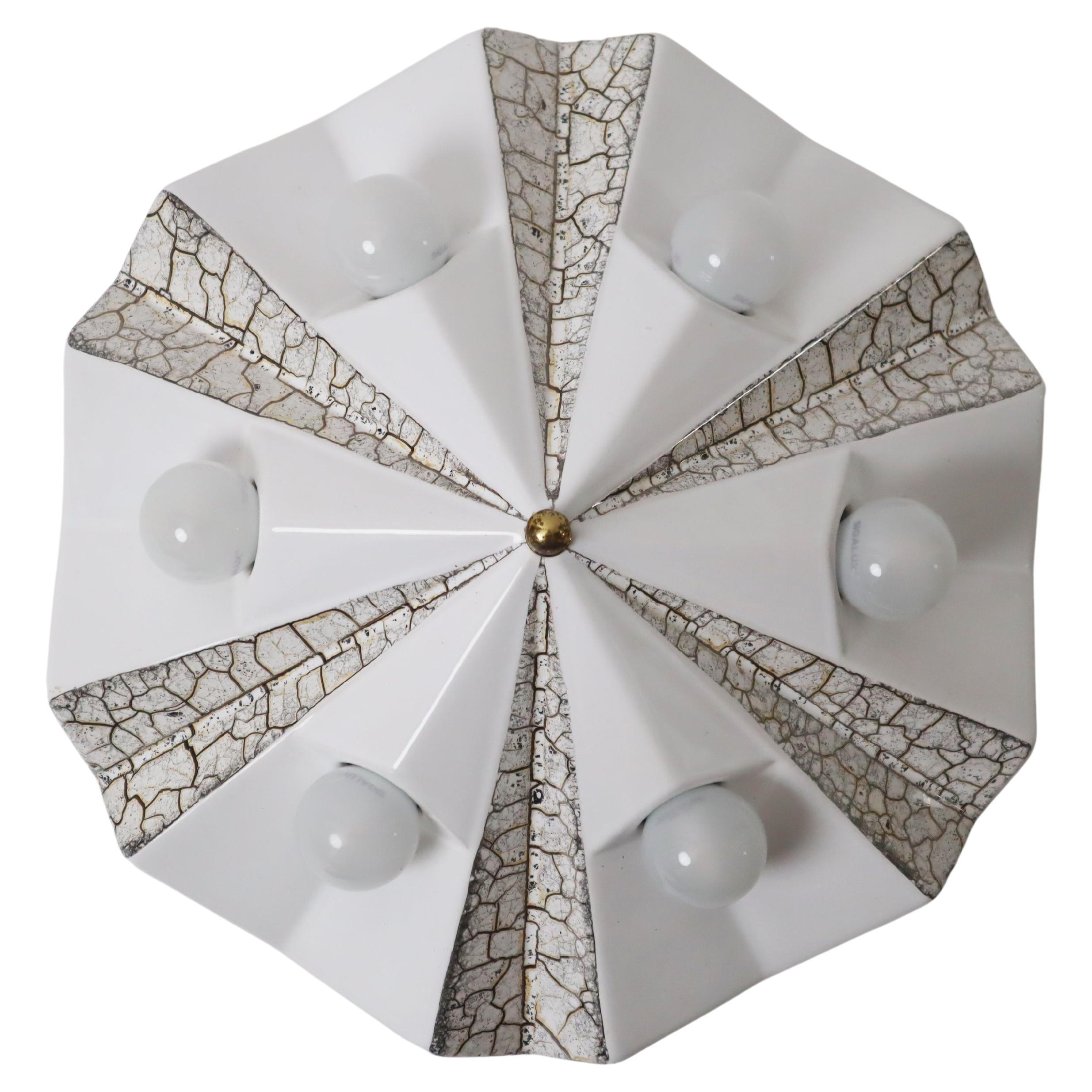 Wall lamp by Pan ceramic in the shape of a white golden star, Germany 1970s For Sale