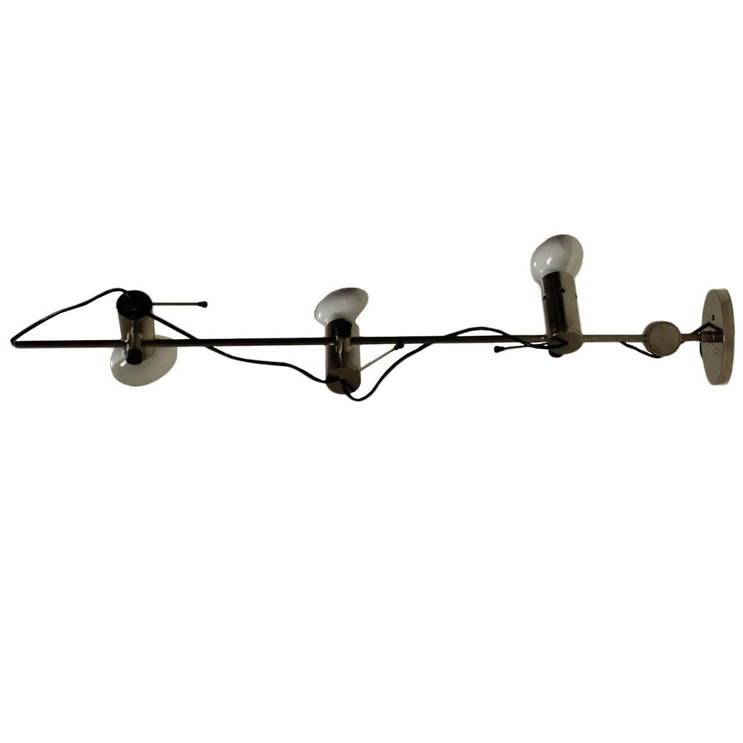 Wall Lamp by Tito Agnoli Chromed Metal Vintage Manufactured in Italy