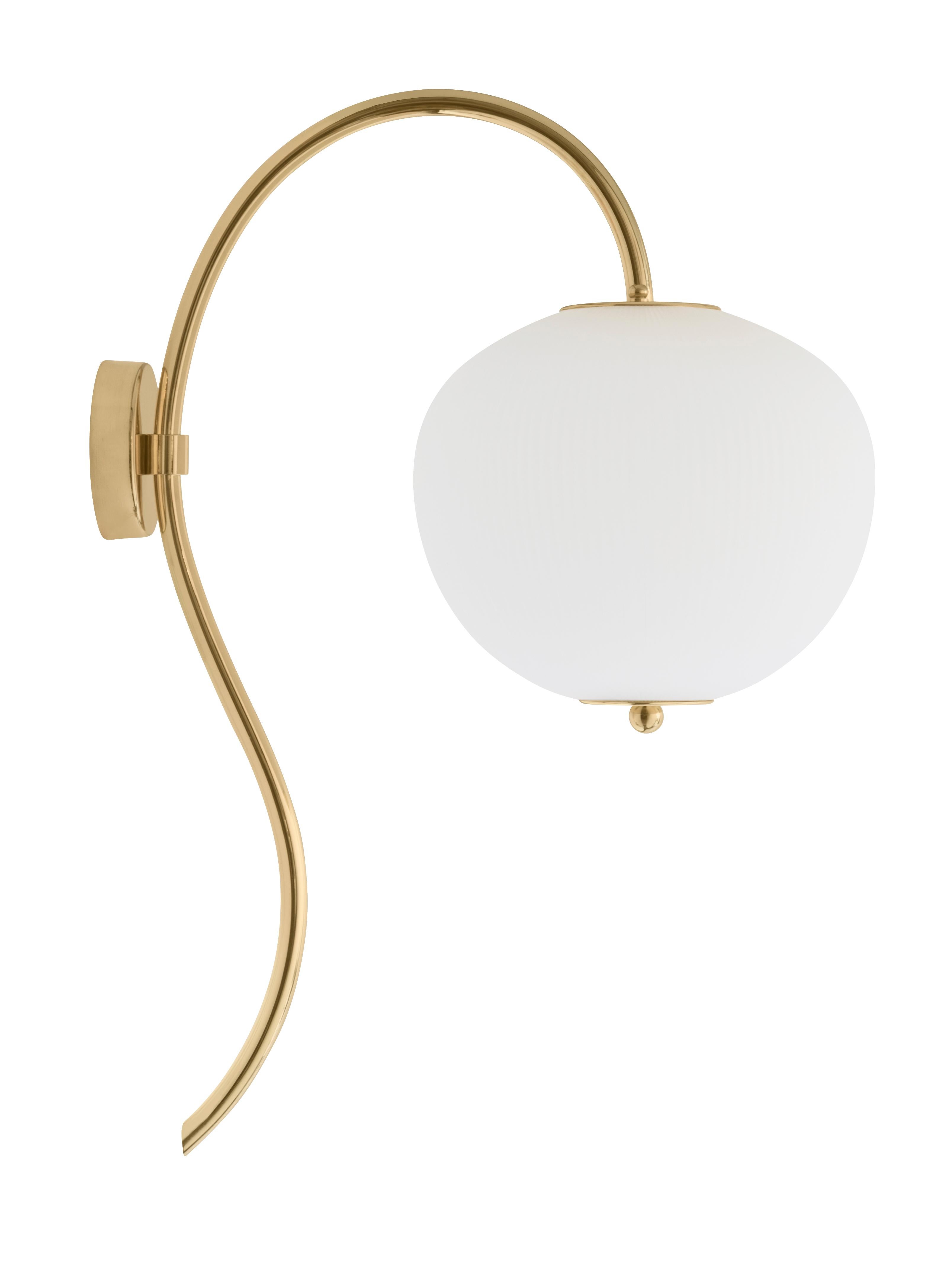 Wall lamp China 03 by Magic Circus Editions
Dimensions: H 62 x W 26.2 x D 41.5 cm
Materials: Brass, mouth blown glass sculpted with a diamond saw
Colour: enamel soft white

Available finishes: Brass, nickel
Available colours: enamel soft