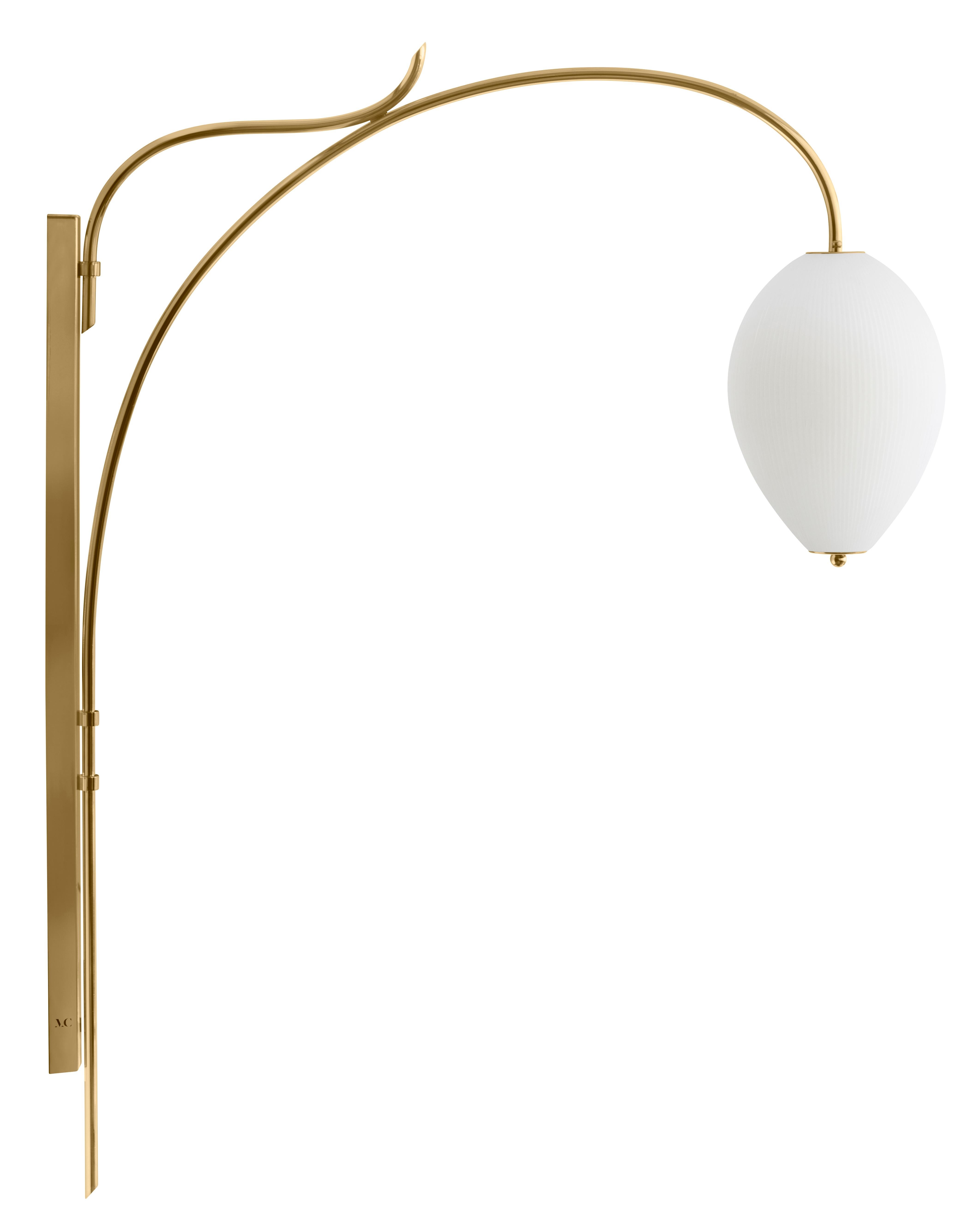Wall lamp China 10 by Magic Circus Editions
Dimensions: H 134 x W 25.2 x D 113.5 cm
Materials: Brass, mouth blown glass sculpted with a diamond saw
Colour: enamel soft white

Available finishes: Brass, nickel
Available colours: enamel soft