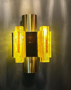 Wall lamp Claus Bolby Acrylic and Metal Yellow Danish design