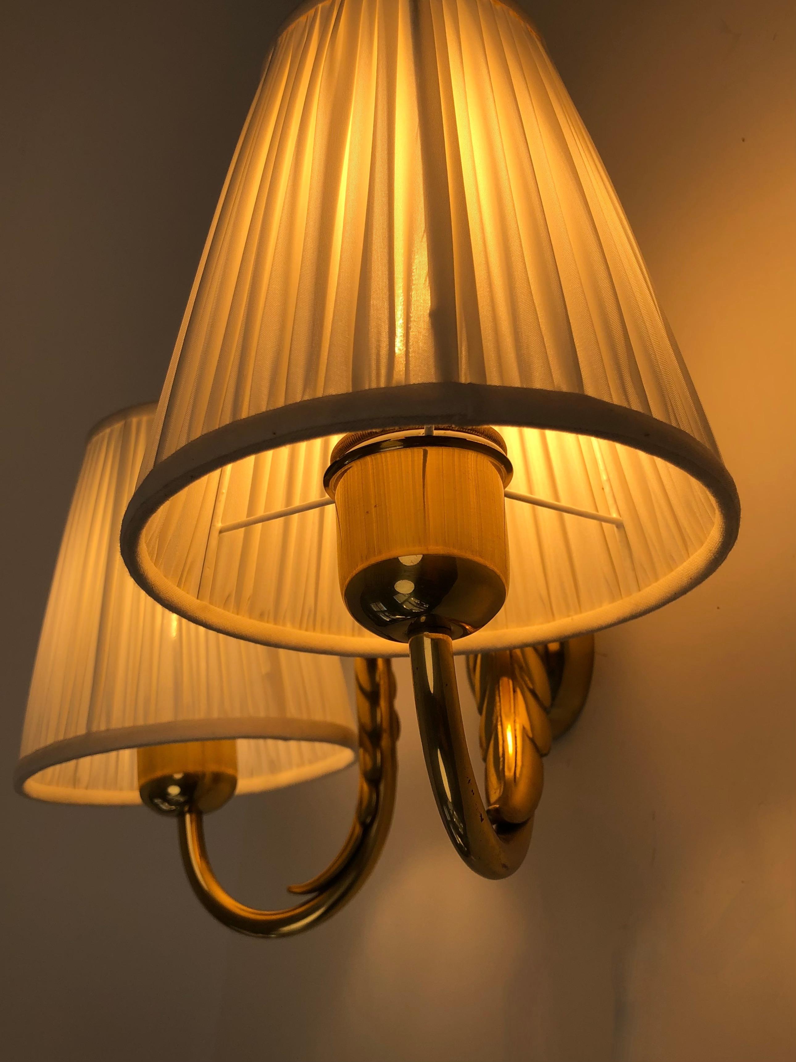 Wall lamp from Josef Frank in Brass with Silk Shades from the 1930's Austria For Sale 9