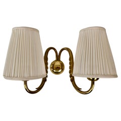 Wall lamp from Josef Frank in Brass with Silk Shades from the 1930's Austria