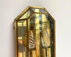 Wall Lamp Glass And Brass Hollywood Regency Style, Deknudt, Belgium, 1960