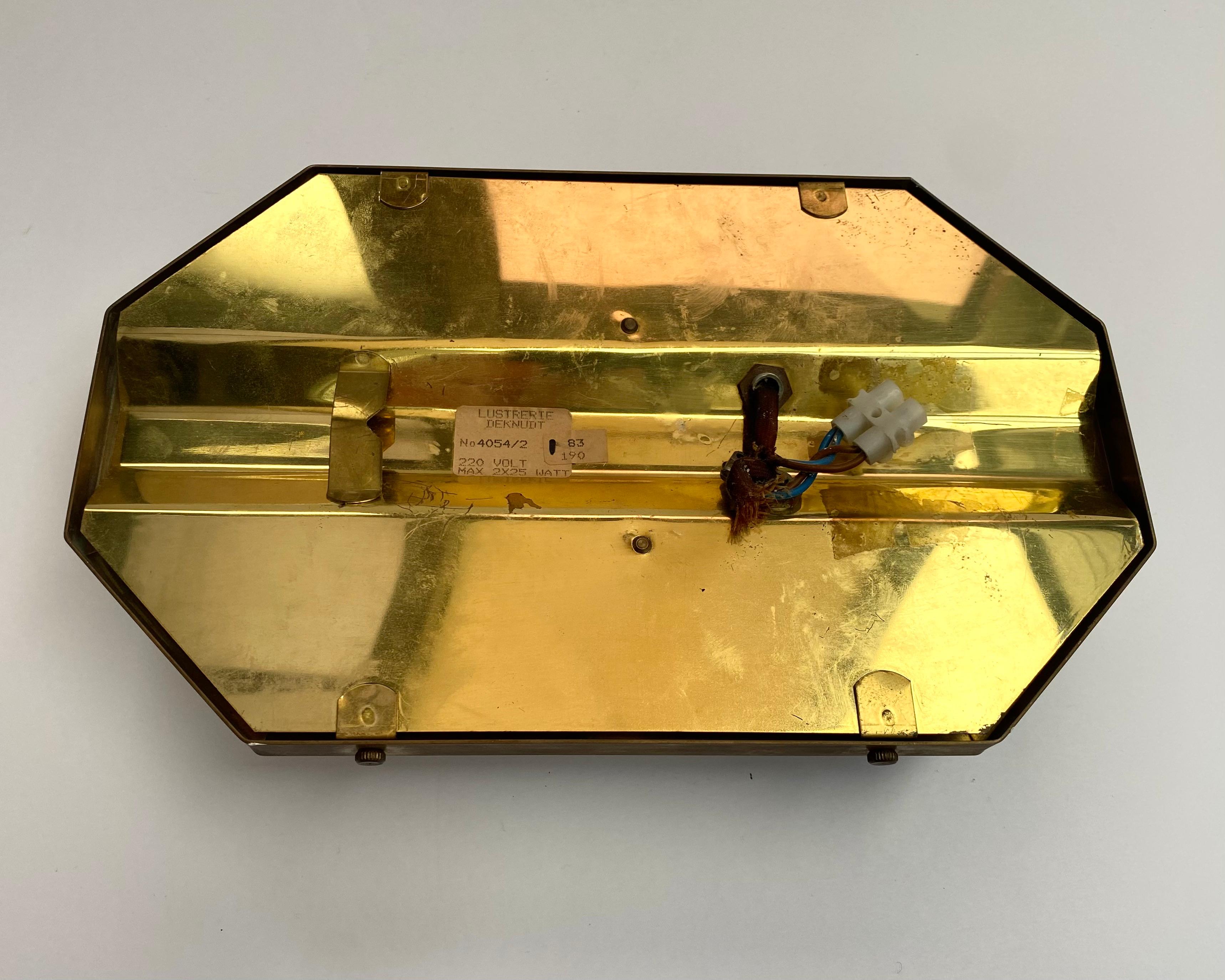 Wall Lamp Glass And Brass Hollywood Regency Style, Deknudt, Belgium, 1960 1