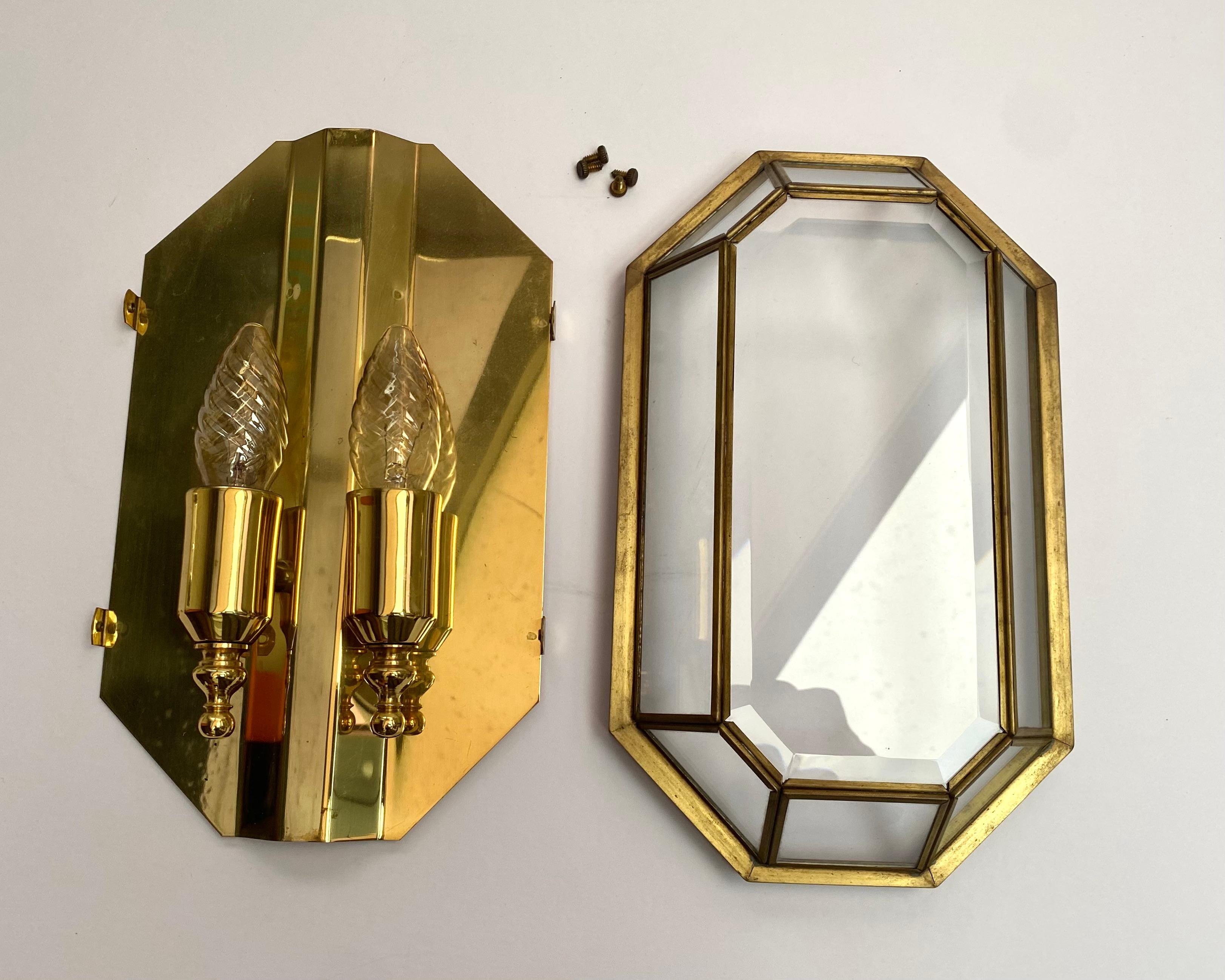 Wall Lamp Glass And Brass Hollywood Regency Style, Deknudt, Belgium, 1960 2