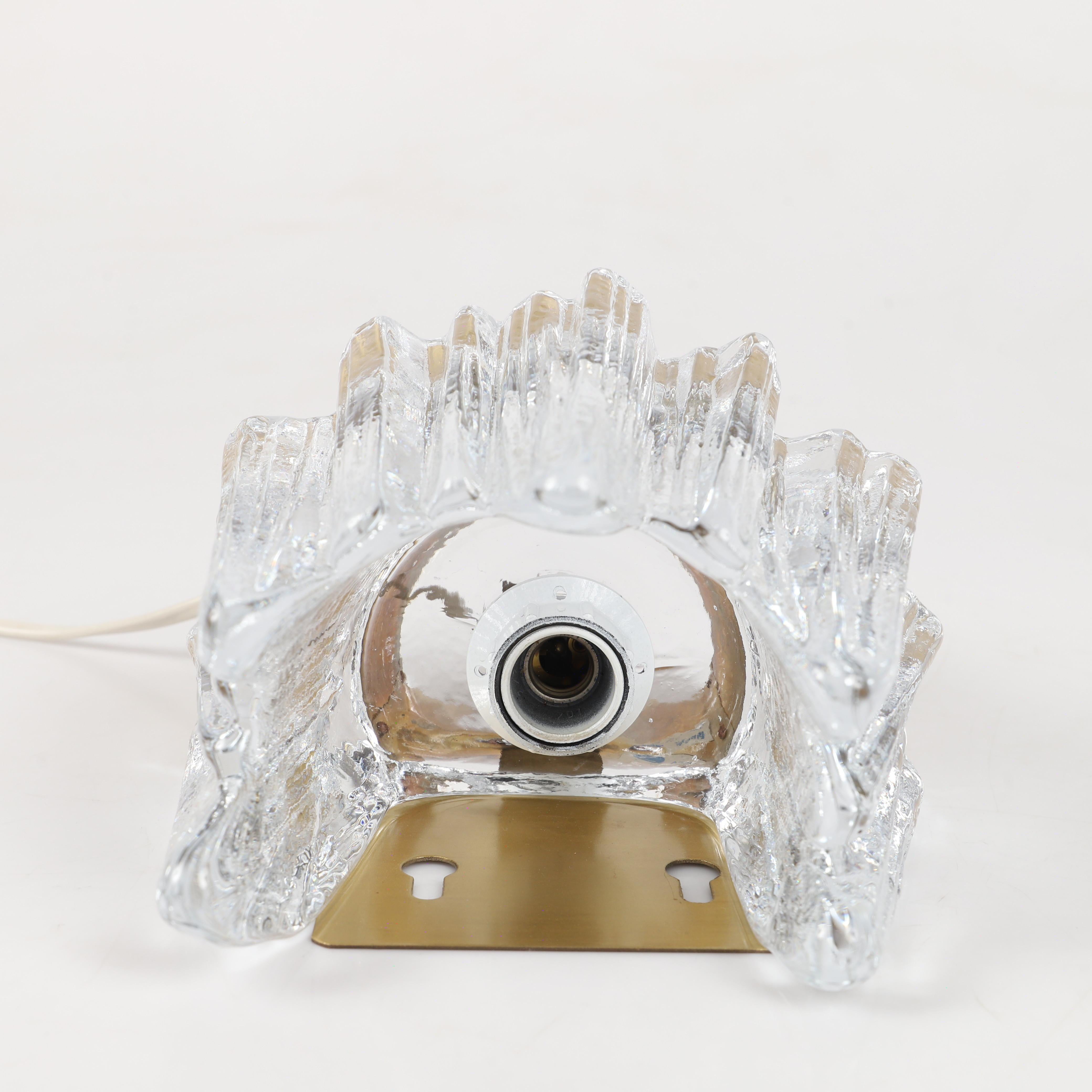 Swedish Wall lamp  by Nafa Nybro Armaturfabrik glass/brass Sweden 196O For Sale