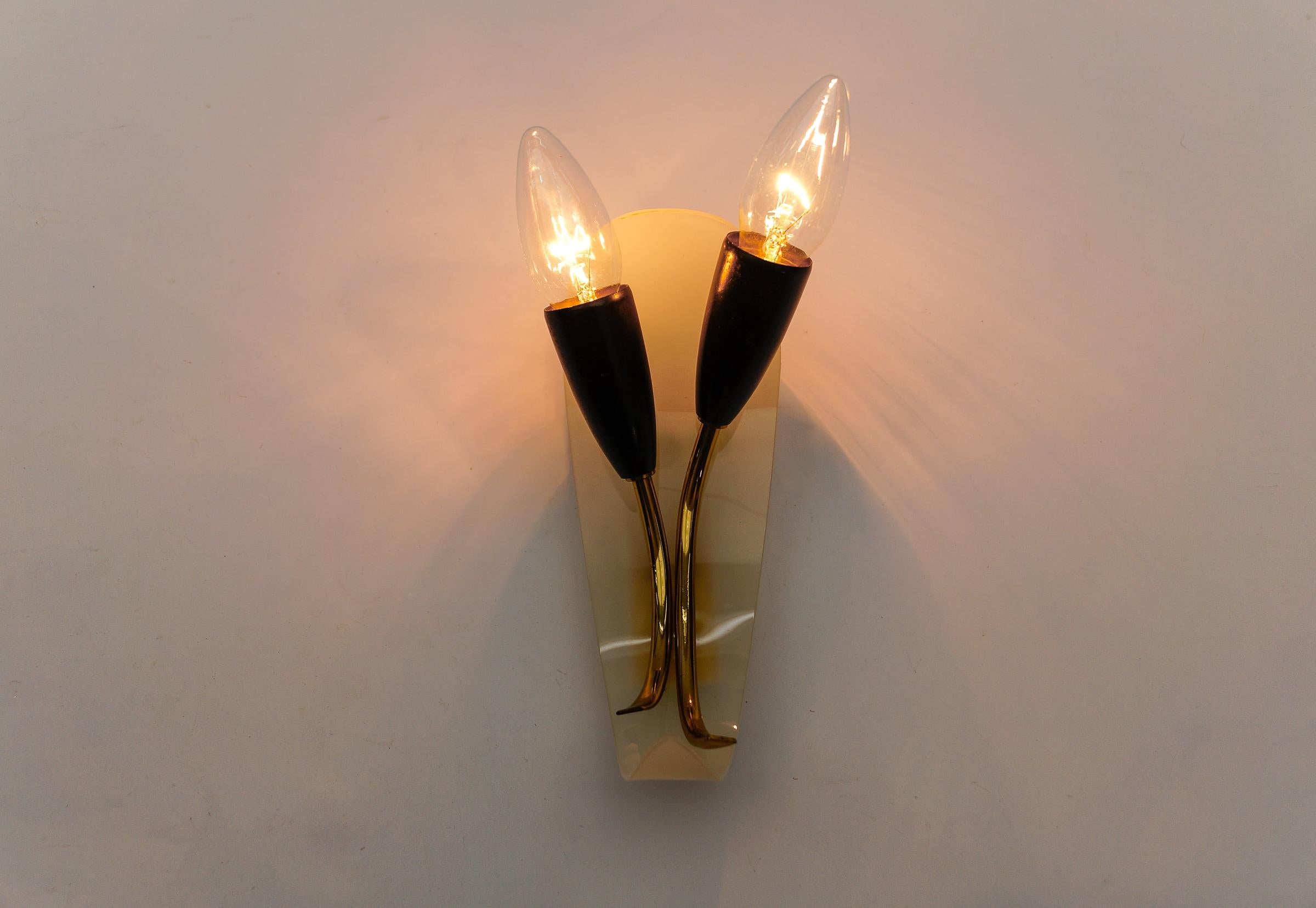 Mid-20th Century Wall Lamp in Acrylic and Brass, 1950s Italy For Sale
